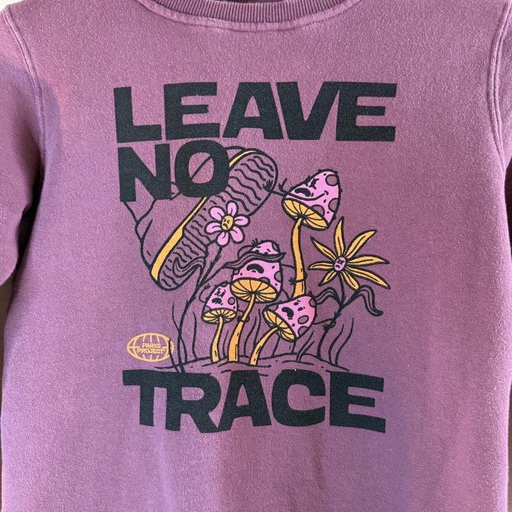 Parks Project Purple 'Leave No Trace' Kids Sweatshirt Size Medium Cotton - Picture 2 of 6